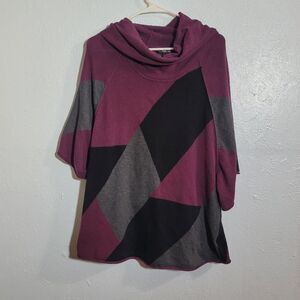 Style & Co Cowl Neck Patchwork Sweater - Size Small